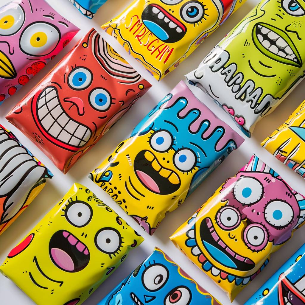 Packaging design for chewing gum blisters with crazy flavors by John Burgerman