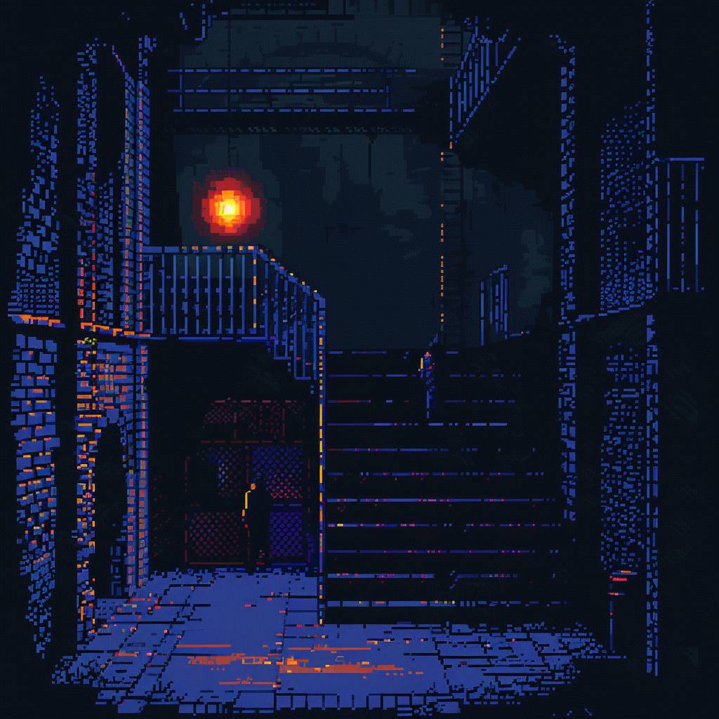 Pixelated screenshot of 1980s PC game. Underworld level