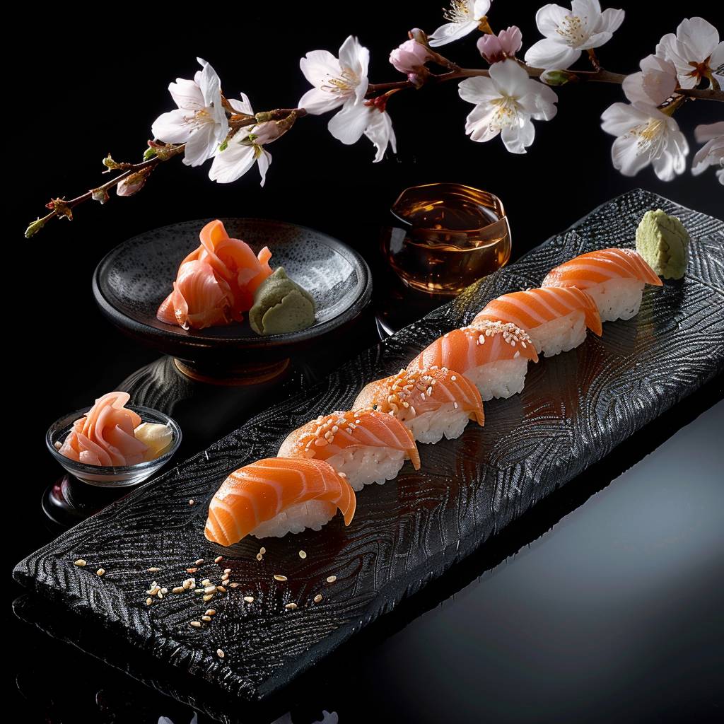 Haute-cuisine sushi set. Advertising food photography