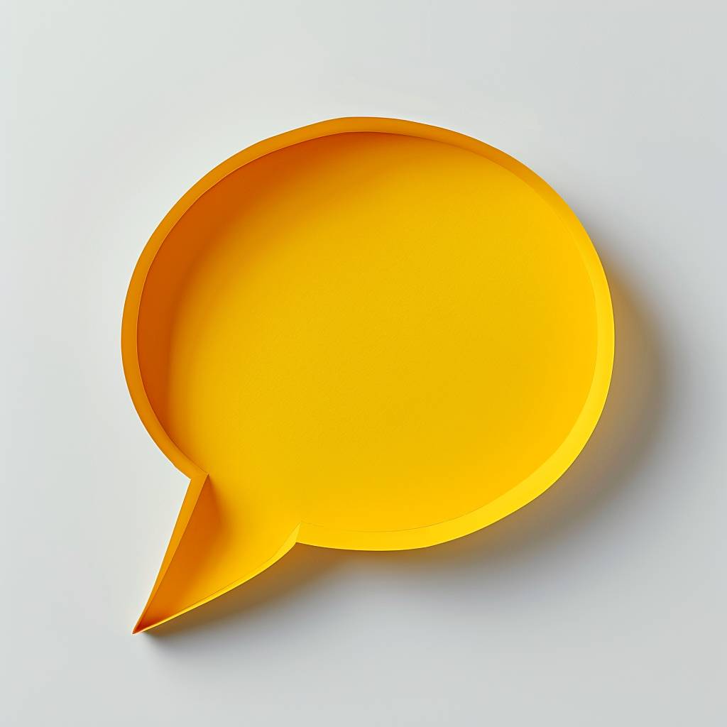 Yellow Paper Speech Bubble on plain White Background