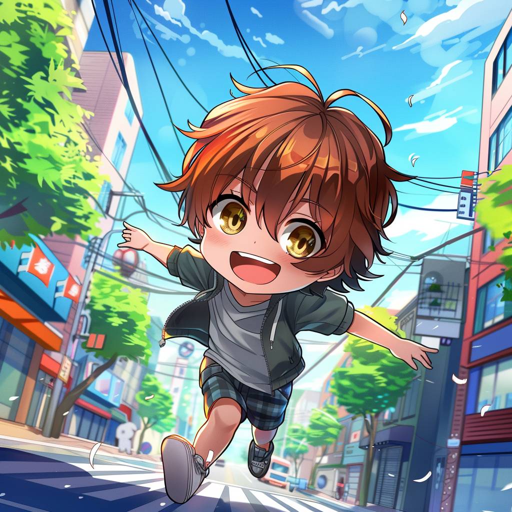 Chibi style, [character description] style, cute background, 2D game art, high resolution, in focus, [background], anime style, dynamic pose, game cover