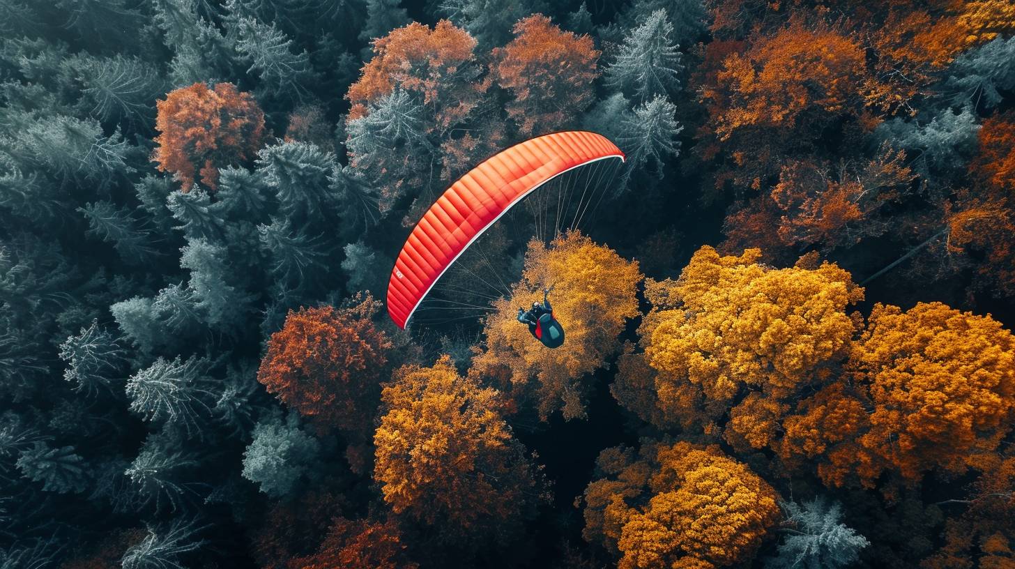 Aerial photo of a paraglider