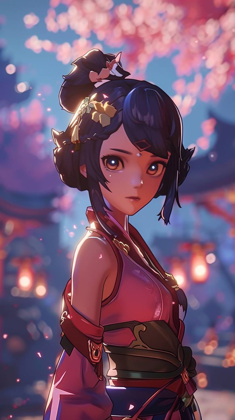 A cinematic still portrait photo of a female hero from Genshin Impact in the Genshin graphics style.