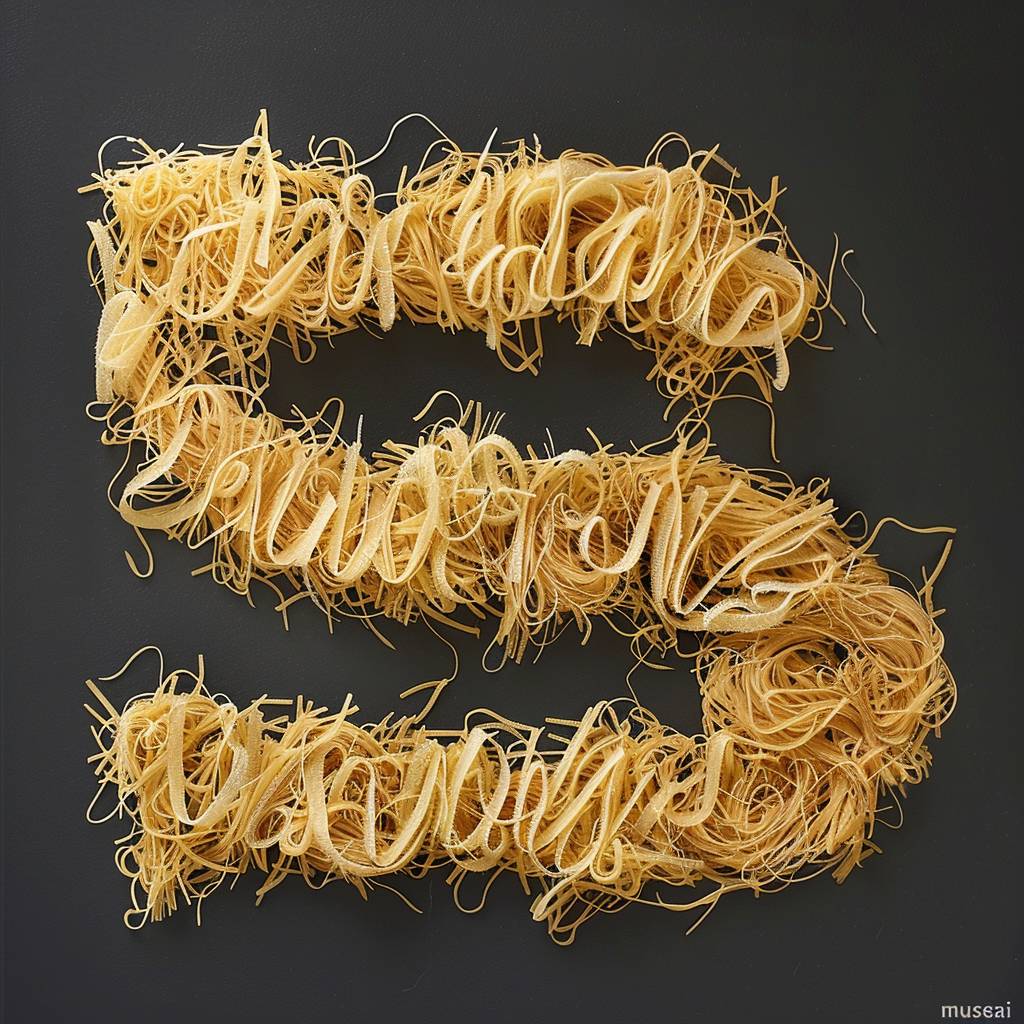 Text "musesai" made of noodles --stylize 35 --v 6.0