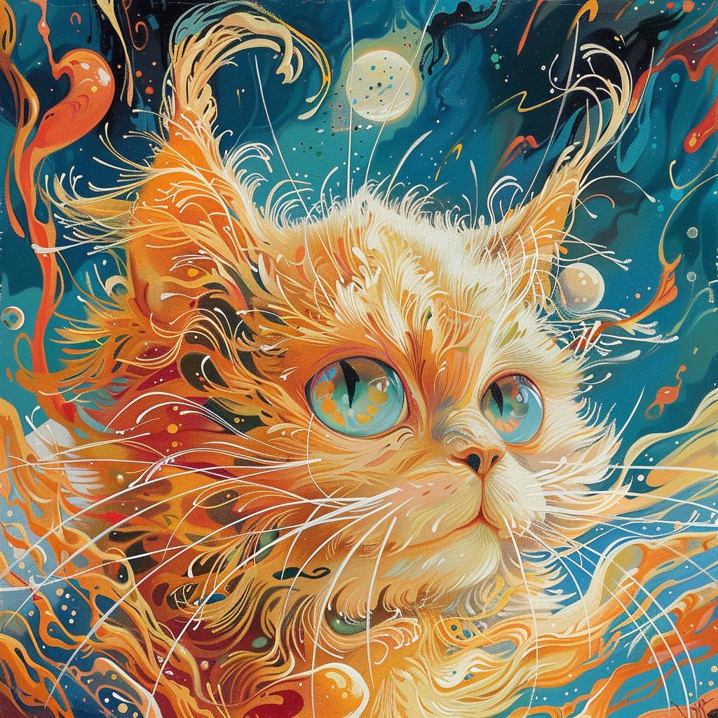 メビウスのスタイルで描かれたネコ科の動物の絵