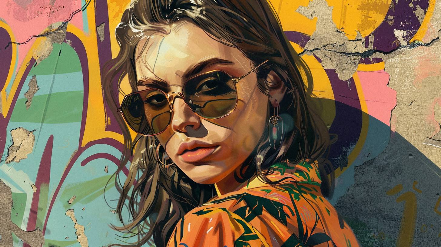 Illustration of a young woman, GTA style