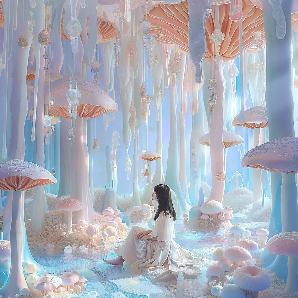 [SUBJECT] [opt LOCATION]. The overall color palette should be soft pastel colors and have a surreal, whimsical, magical, fantasy, dreamy feel.