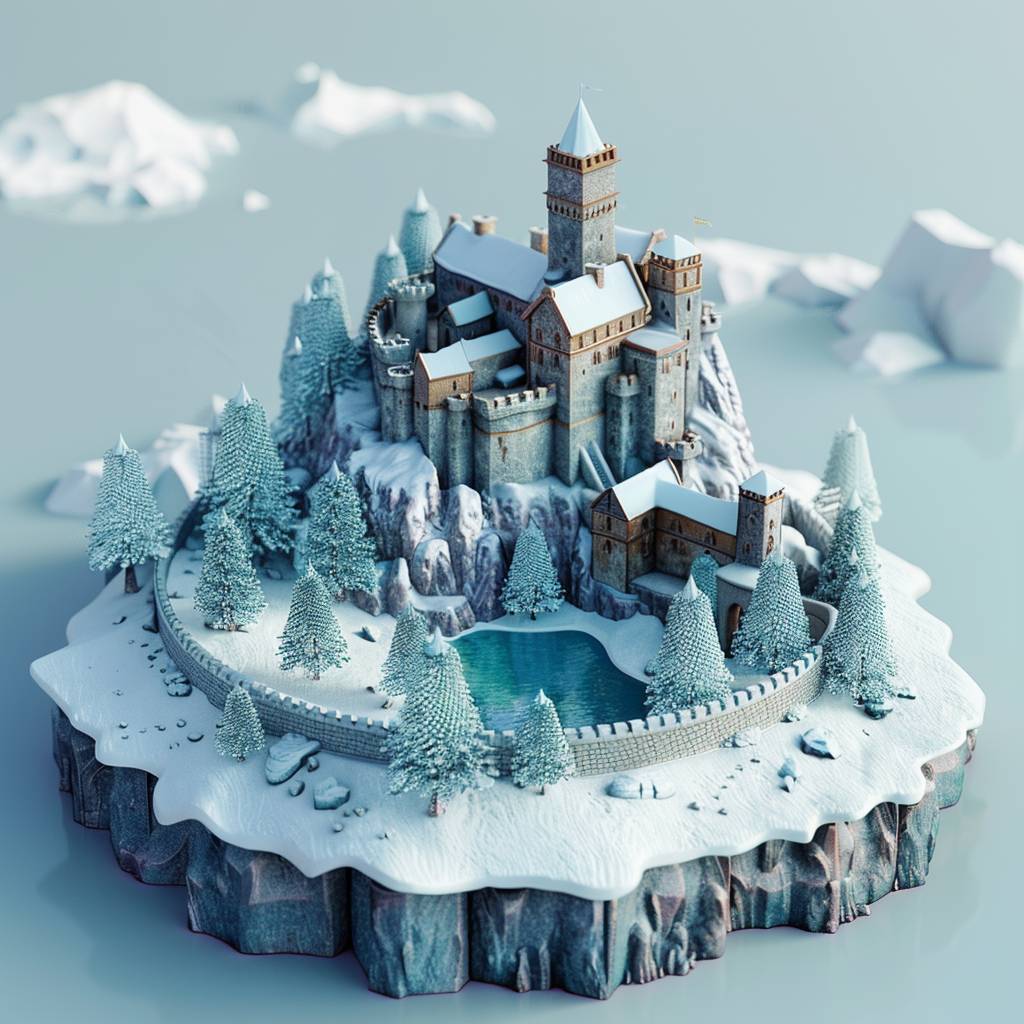 かわいい等角島、『ゲーム・オブ・スローンズ』のウィンターフェル、Blender 3Dで制作された