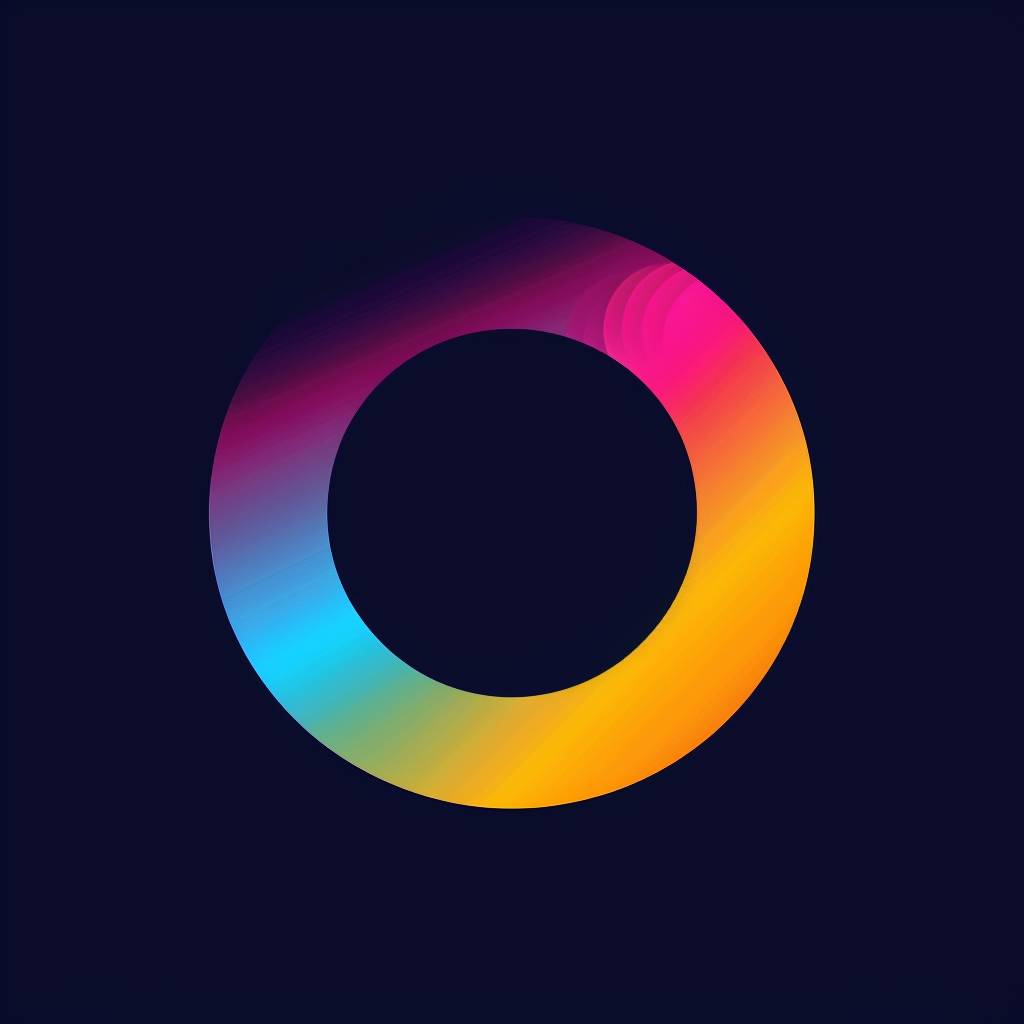 Flat minimal gradient colorful modern logo symbol, letter O, no background