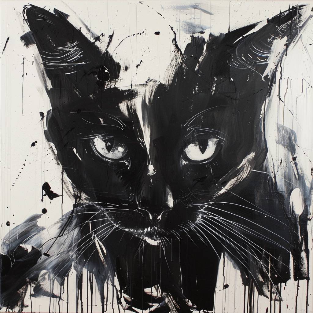 Feline animal painting in the style of Christopher Wool