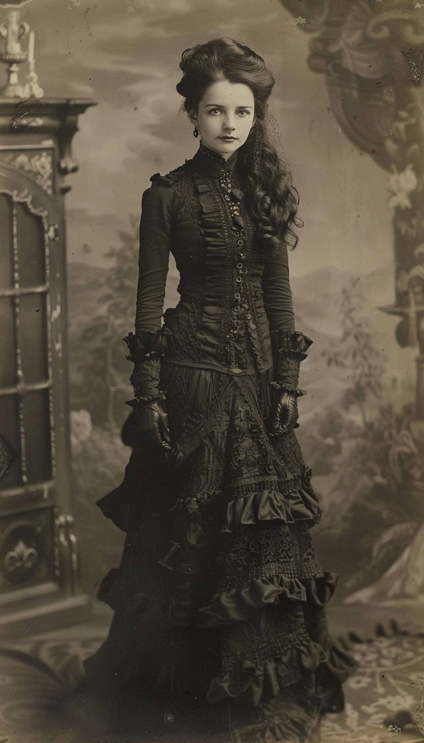 ヴィクトリア時代のゴシックスタイルの女性の写真、エッジダークニング