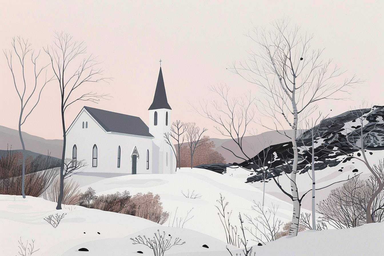 In the style of Harriet Lee-Merrion, stunning natural landscape, church