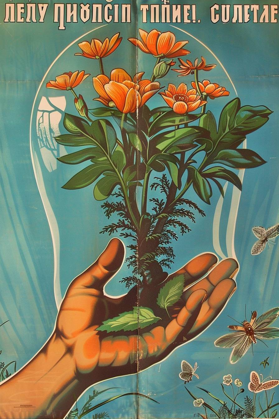 Soviet propaganda poster for environmentalism, saving nature