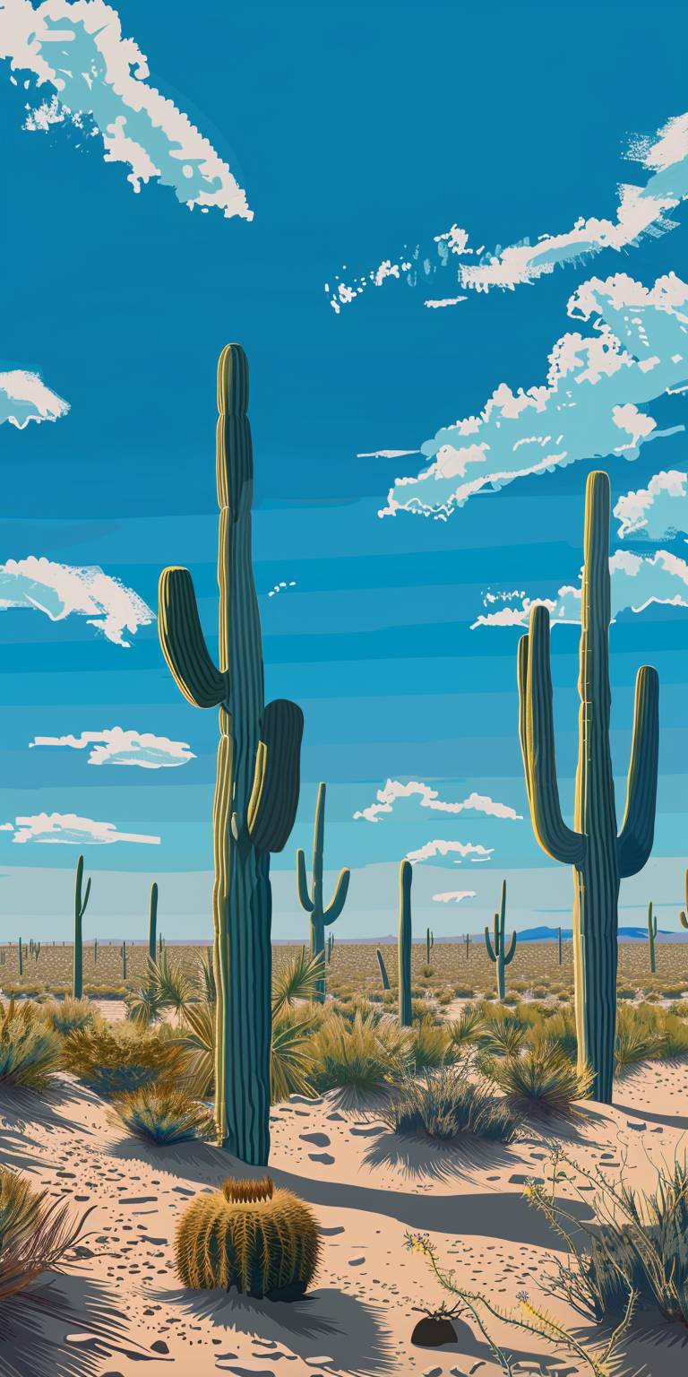 Desert with many cacti