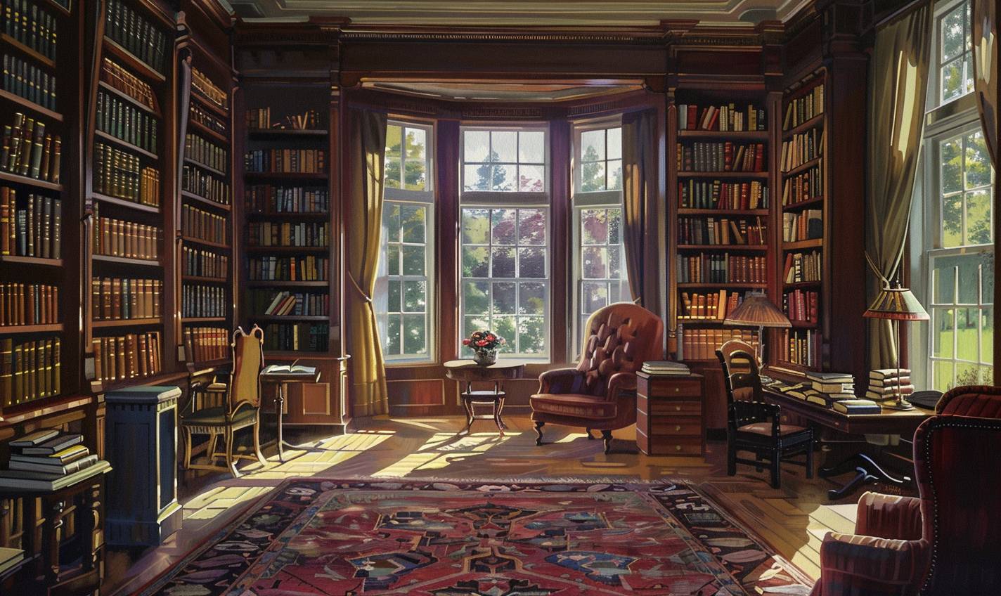 クラレンス・ガニョンのスタイルで、終わりのない本棚のある永遠の図書館 --ar 5:3  --v 6.0