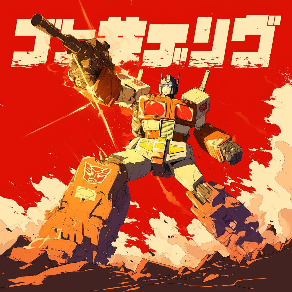 1970s Transformers movie poster in Mecha anime style