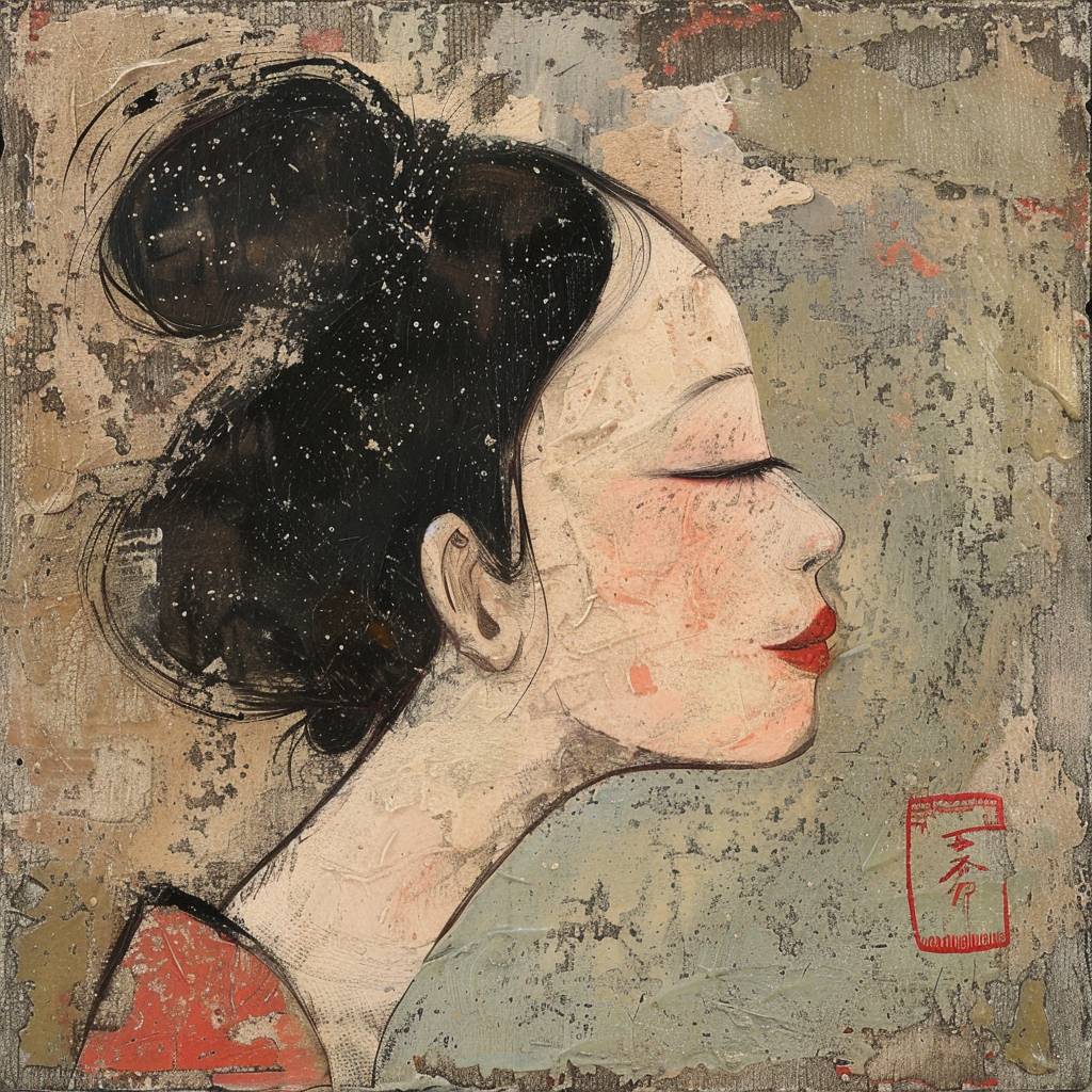 Side view, a beautiful Chinese girl's face, by SAM TOFT