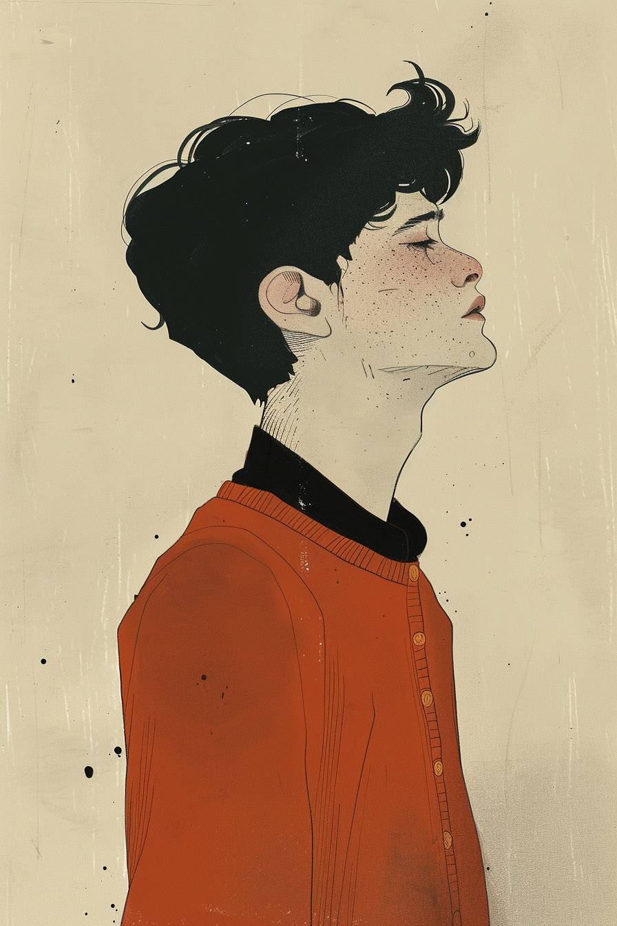 In the style of Alessandro Gottardo, character concept design, half body