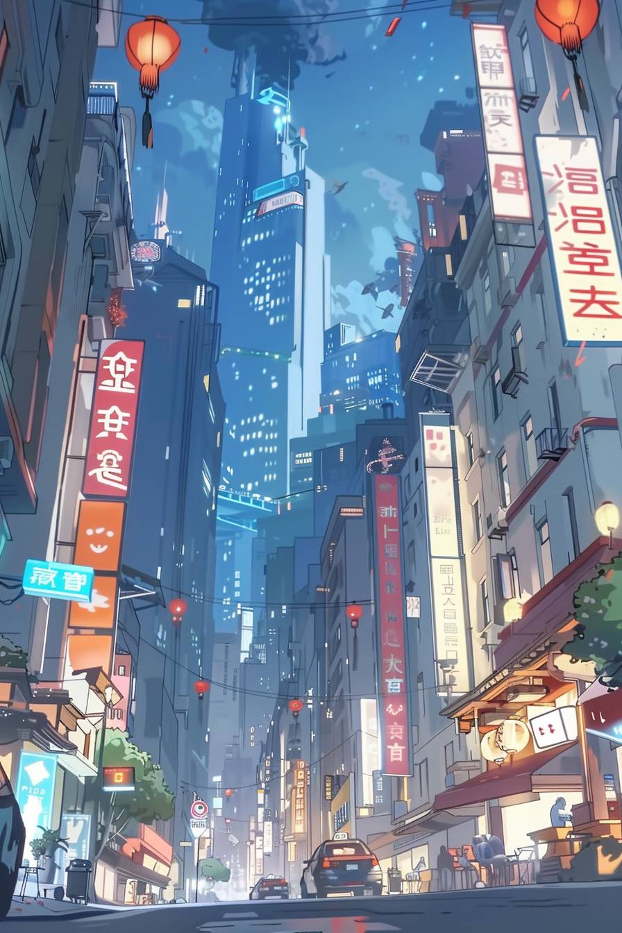 A futuristic, cyberpunk cityscape, with towering skyscrapers, neon signs, and a bustling, gritty urban environment.