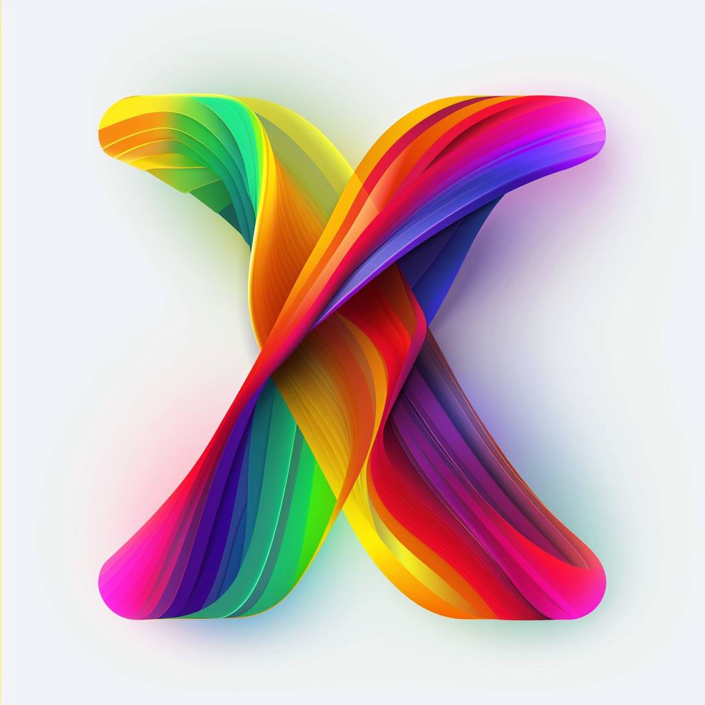 解像度8k、ロゴ虹色満載の抽象的な白い背景、やわらかい影のX