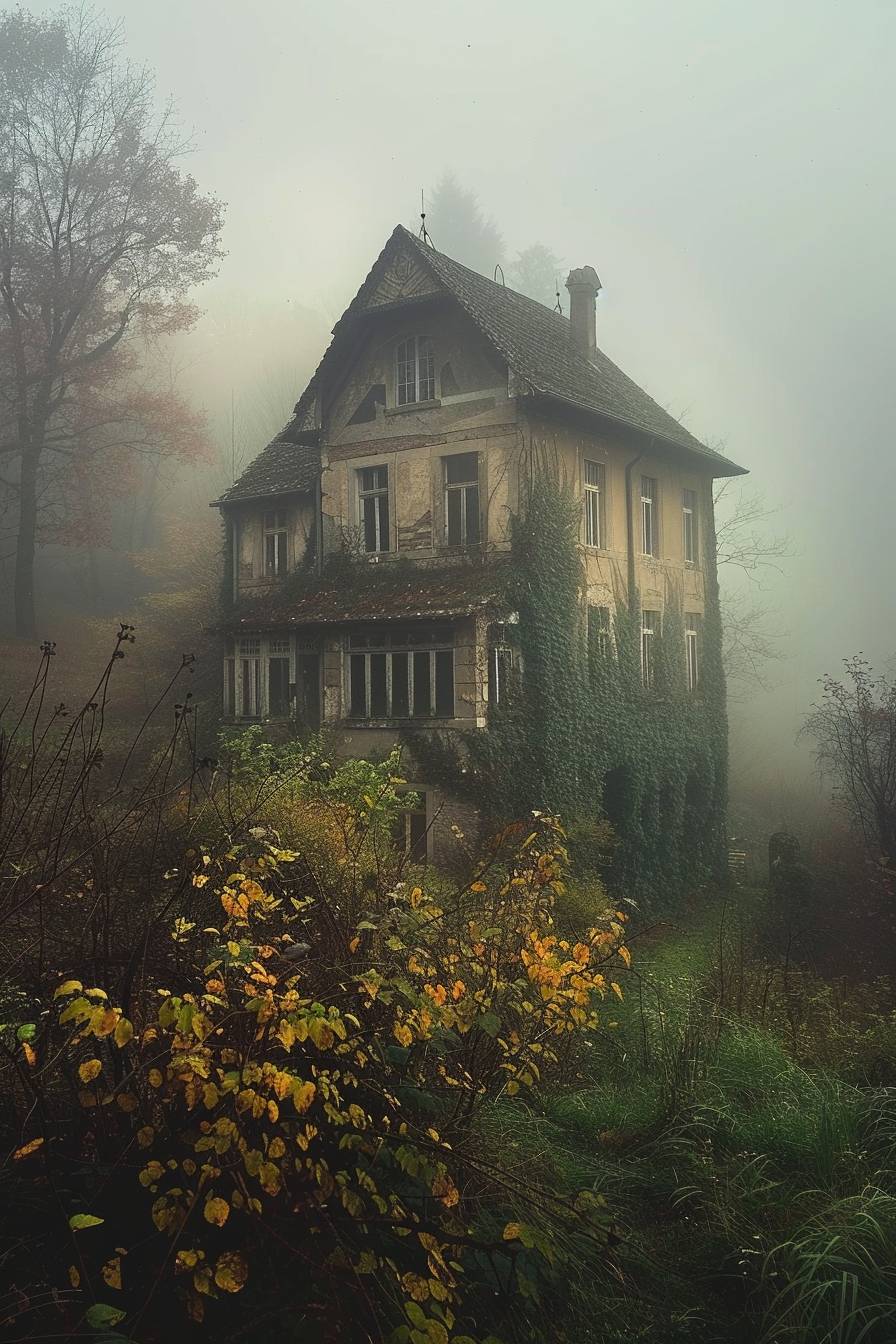 Marcin Sobas風のスタイルで、幽霊のささやきで満たされたお化け屋敷