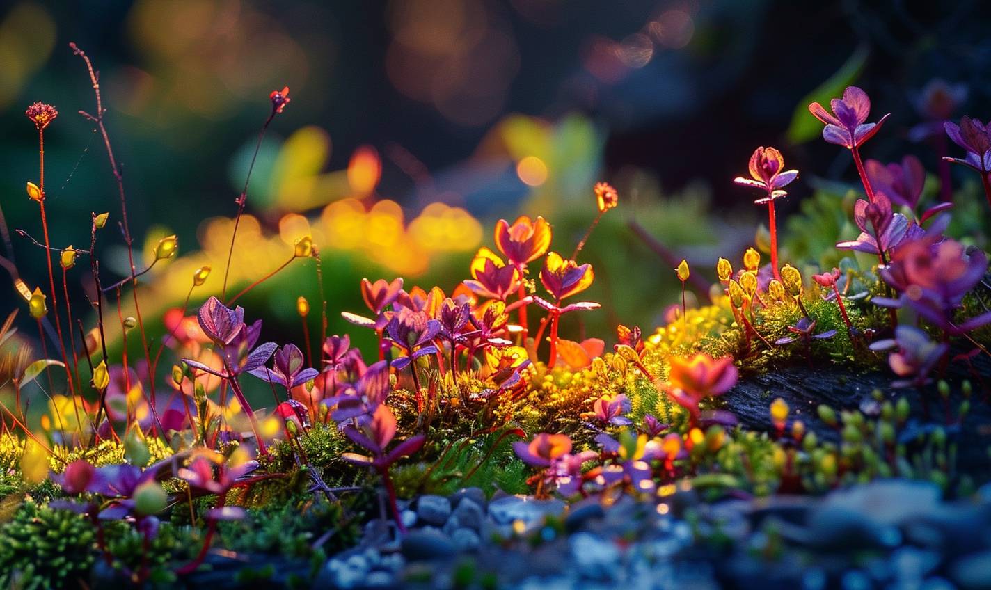 Colorful luminescent mossy flora