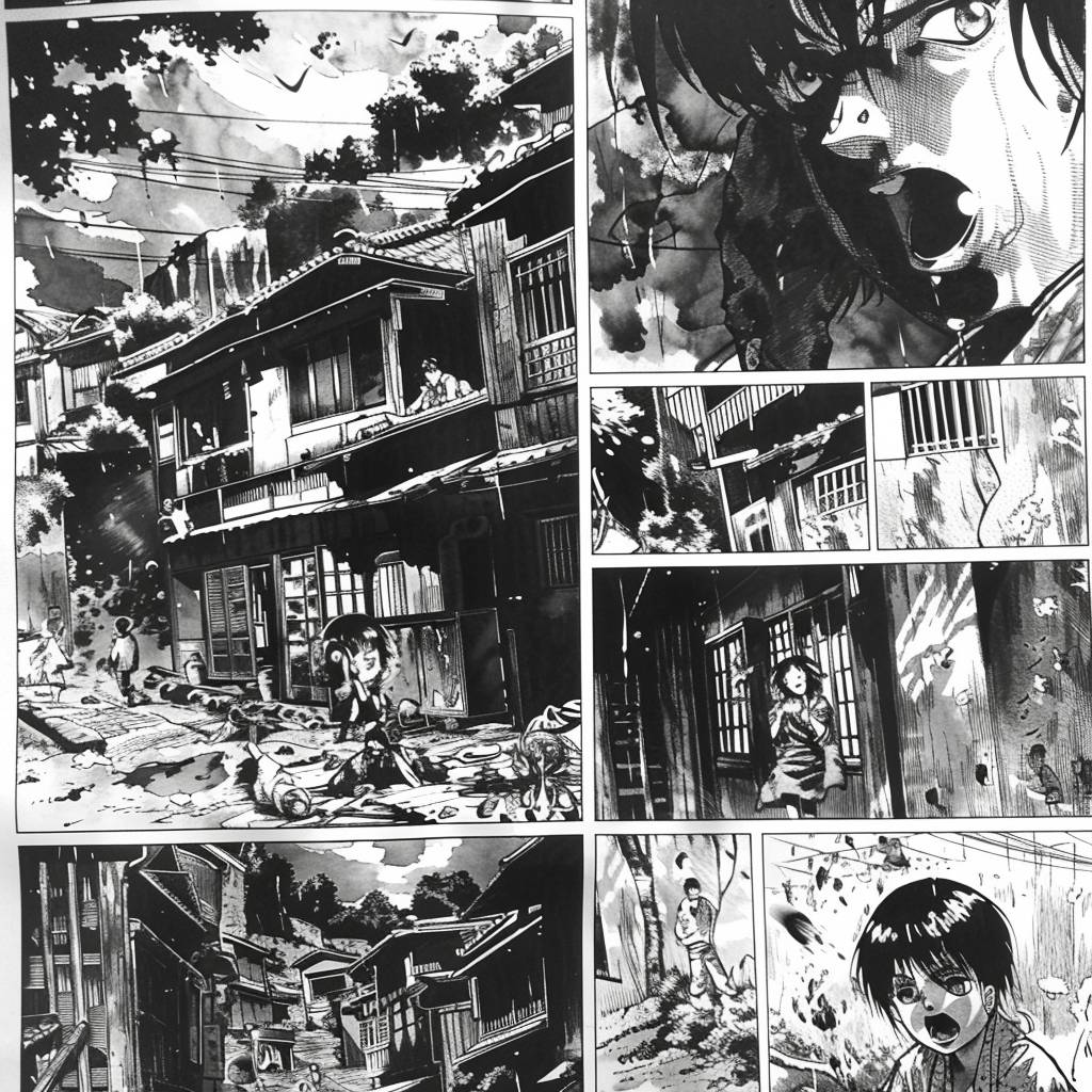 Scan of a Shonen Jump manga page, the panels shows scenes of [character description and color element], a black and white vintage Japanese comic.