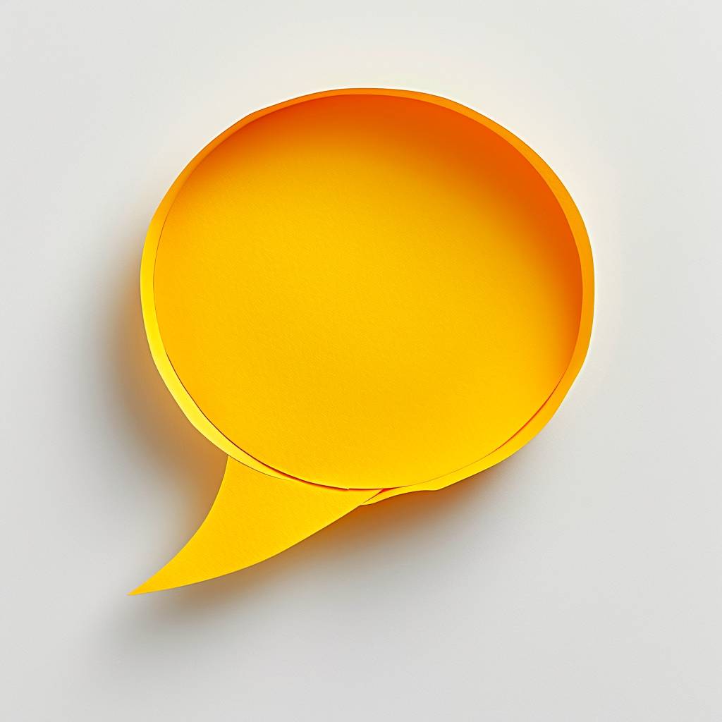 Yellow Paper Speech Bubble on plain White Background