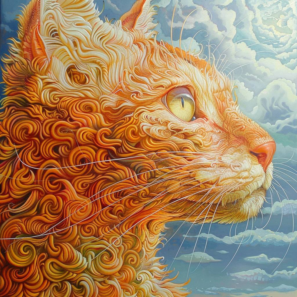 メビウスのスタイルで描かれたネコ科の動物の絵