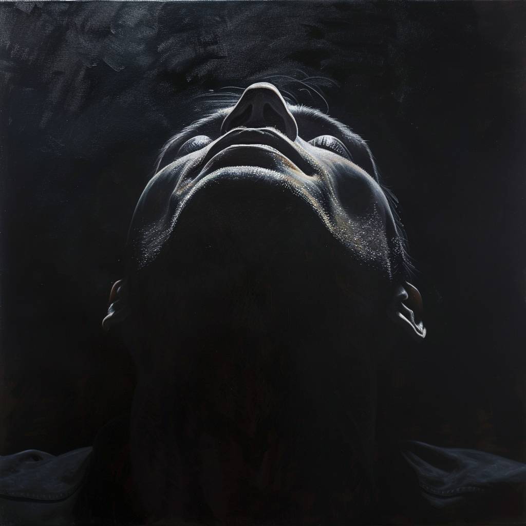 A [SUBJECT], dramatic with exaggerated features, sharp angles, dark atmosphere, hyper realistic oil painting, a stark contrast between light and dark.