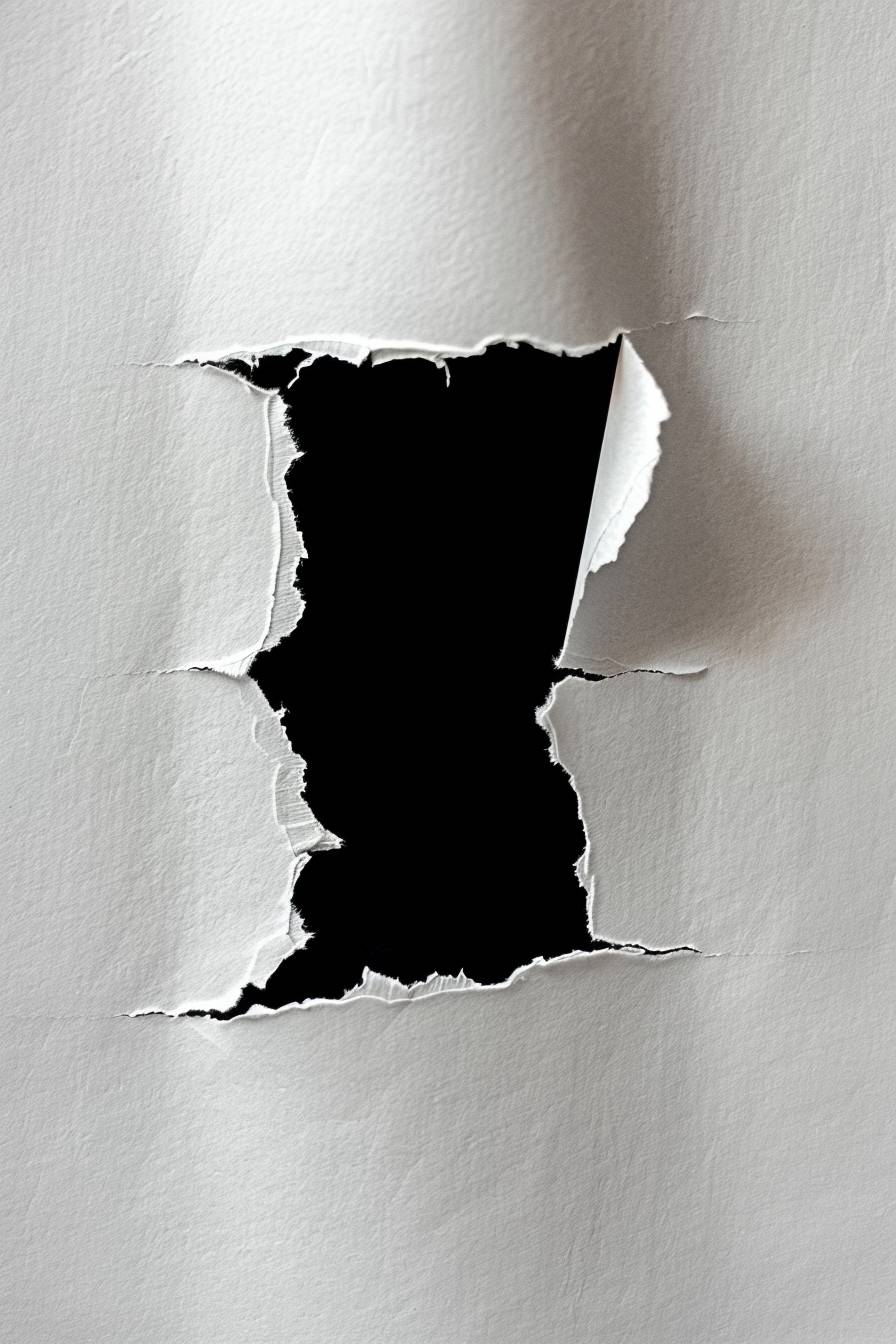 a smooth white paper is torn from the top