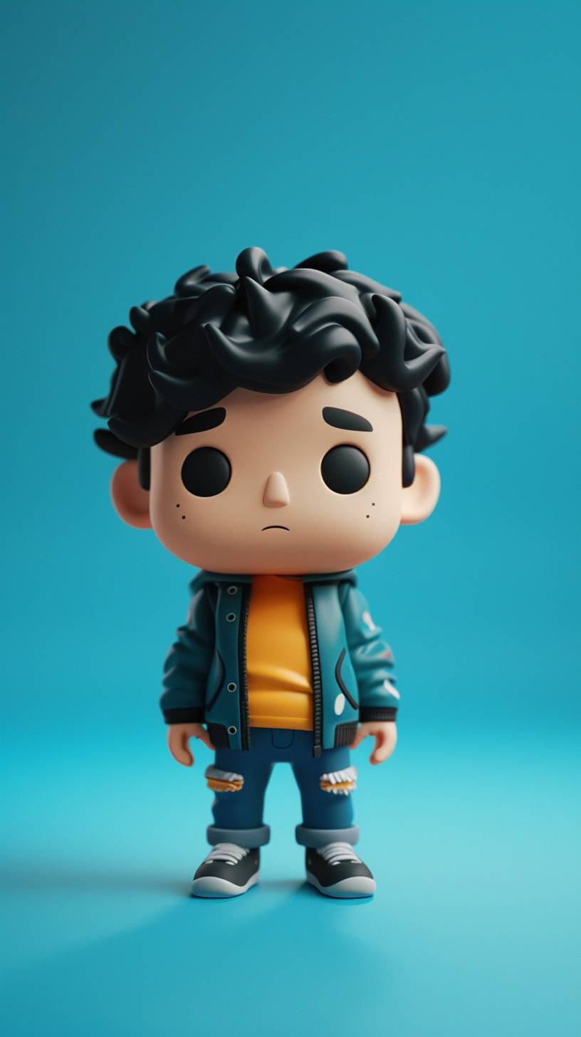 Gen ZのFunko、単色の青い背景、iPhoneの壁紙