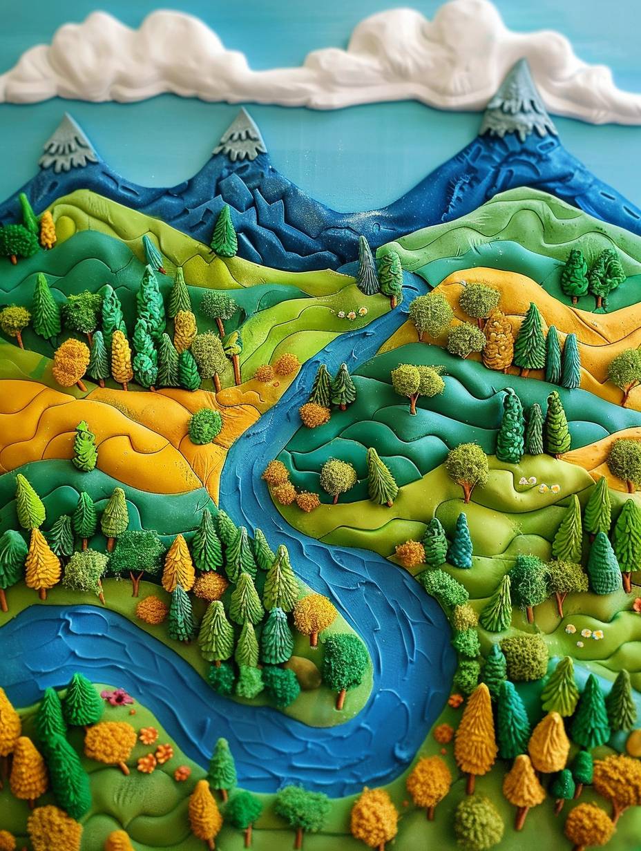 Cute landscape of plasticine