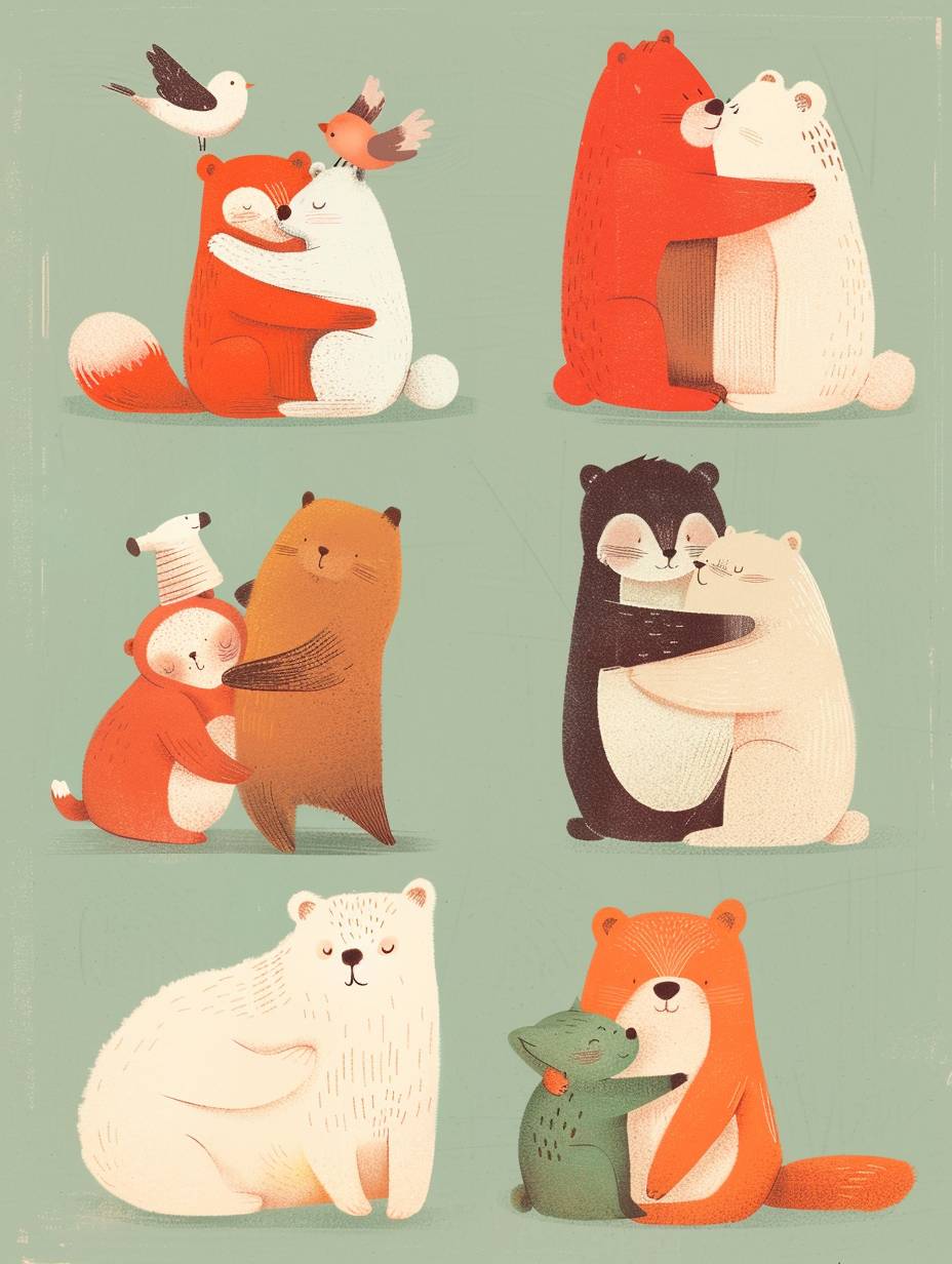 Knolling style array of bear hug icons by Jiro Kuwata