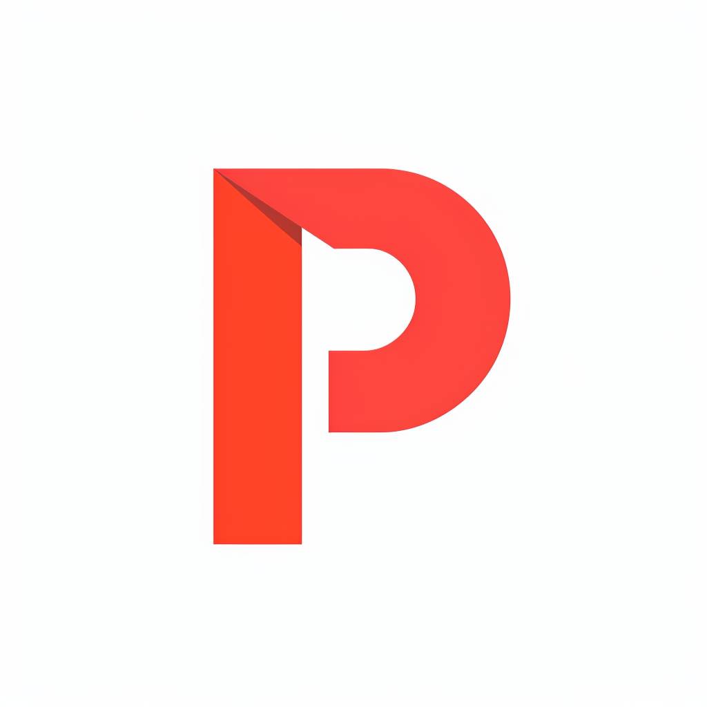 文字Pのミニマリストロゴ、フラットデザイン、白の背景