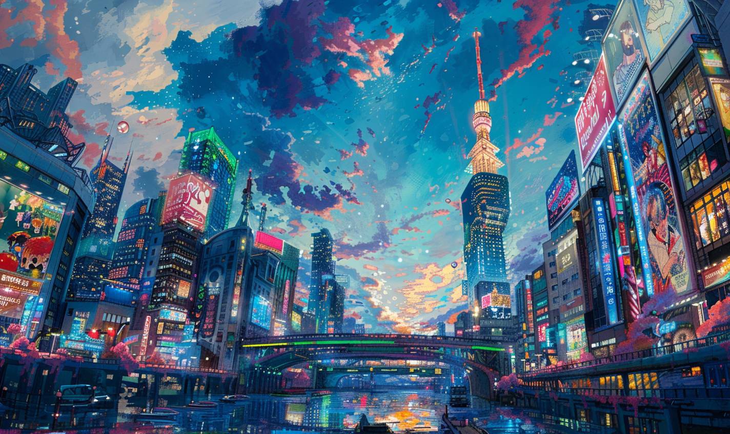 A painting of [SUBJECT], in the style of psychedelic manga, luminous impressionism, intricate and bizarre illustrations, precisionist art, gigantic scale, vibrant skylines, and science-based.