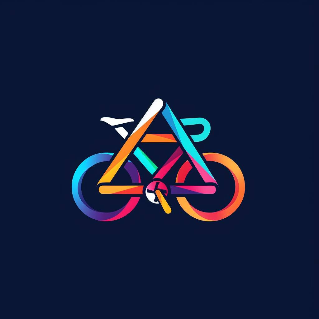 A cycling logo, symbolizing connection, with connotation and cultural attributes. It features a simple, flat, textured design with a modern art style. It is youthful, bright, colorful, with a blue tone, suitable for the pharmaceutical industry.