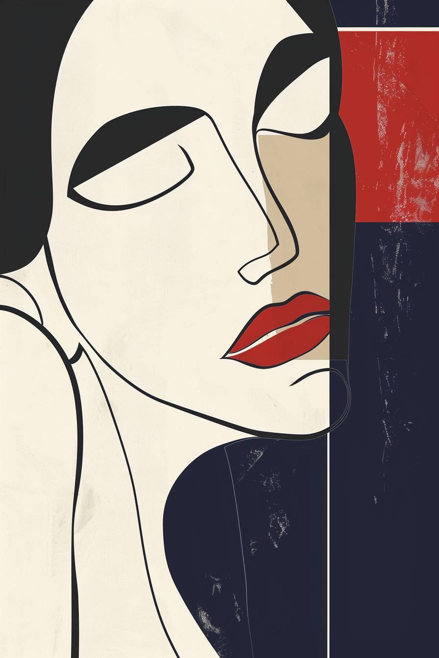 Woman face in geometric minimalistic Bauhaus art