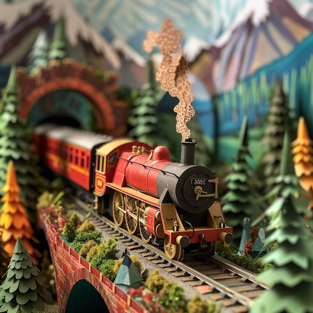 Hogwarts Express train, layered paper craft, paper art, diorama