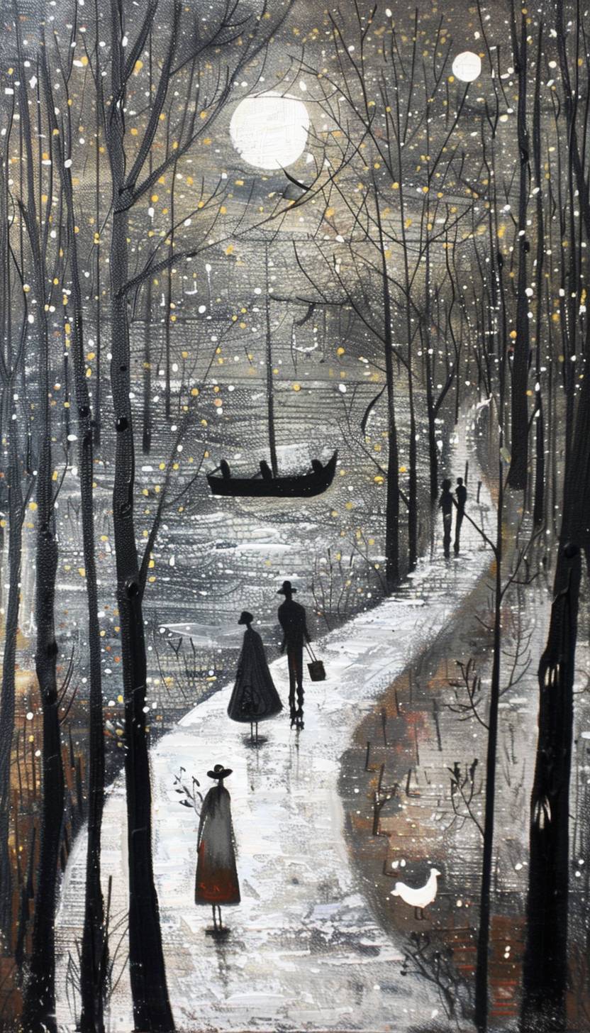 In the style of Gary Bunt, enchanted painting bringing scenes to life