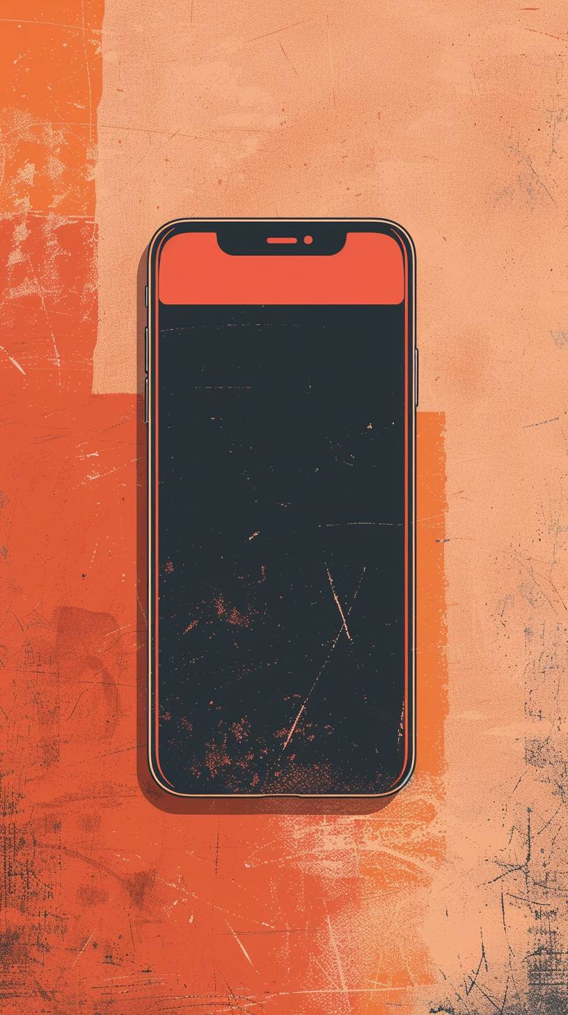 A retro minimalist iPhone wallpaper design. The background is a simple, warm-toned vintage color. At the top of the image, there is a large black rectangle with rounded corners, taking up the majority of the space but leaving a small margin around the edges. The design should evoke a retro feel with flat, bold colors and no text.