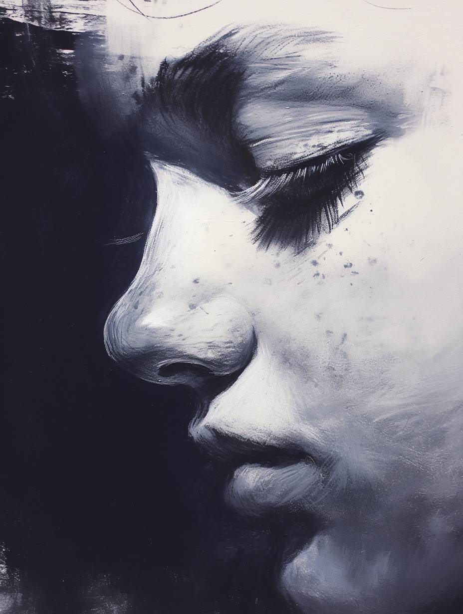Monotone [SUBJECT] chalk portrait, chalk texture, chalk art