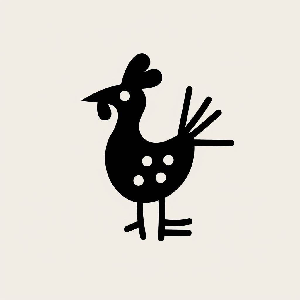 Simple minimal logo of chicken, style of Pablo Picasso – no letters font