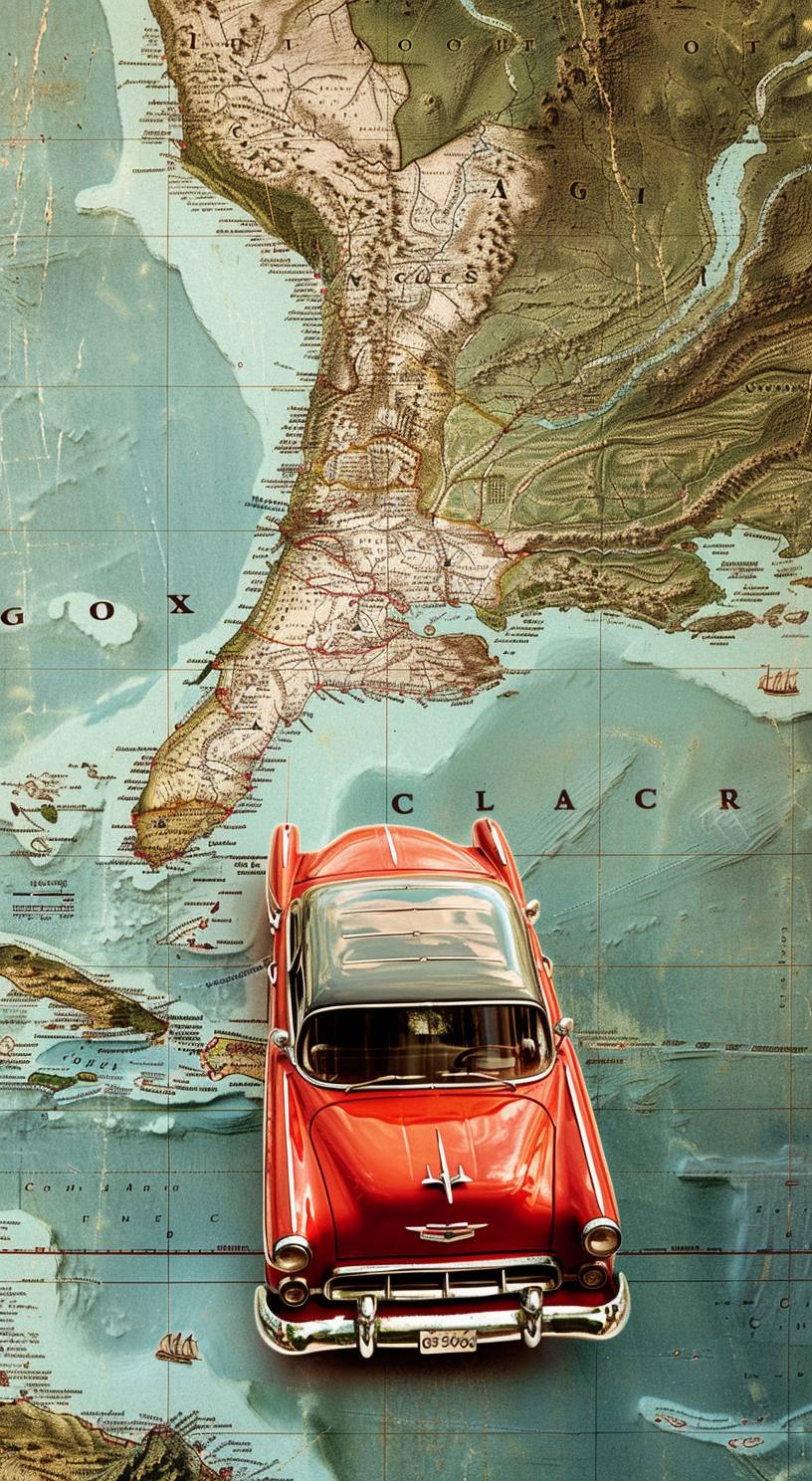 In the top 20% of the image, create a gradual map using elements of Cuba travel, the white space in the middle is used for copywriting, Cuba is used in about 20% of the top of the image. The overall pattern style is realistic with warm tones. The ratio of the base map is required to be the same as that of A4 paper. The white space in the middle is used for copywriting. High detail