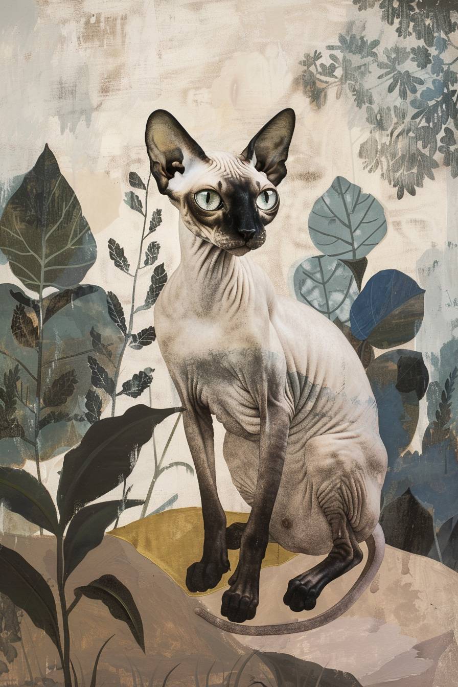 Mary Fedden's painting depicting Sphynx cat