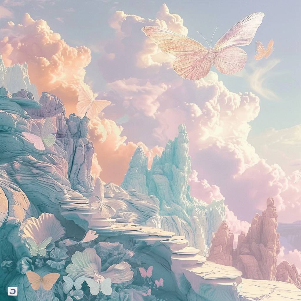 [SUBJECT] [opt LOCATION]. The overall color palette should be soft pastel colors and have a surreal, whimsical, magical, fantasy, dreamy feel.