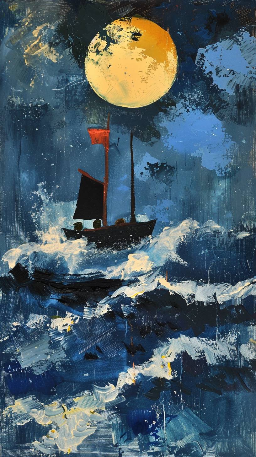 Mary Fedden's painting depicts a ship on a stormy night