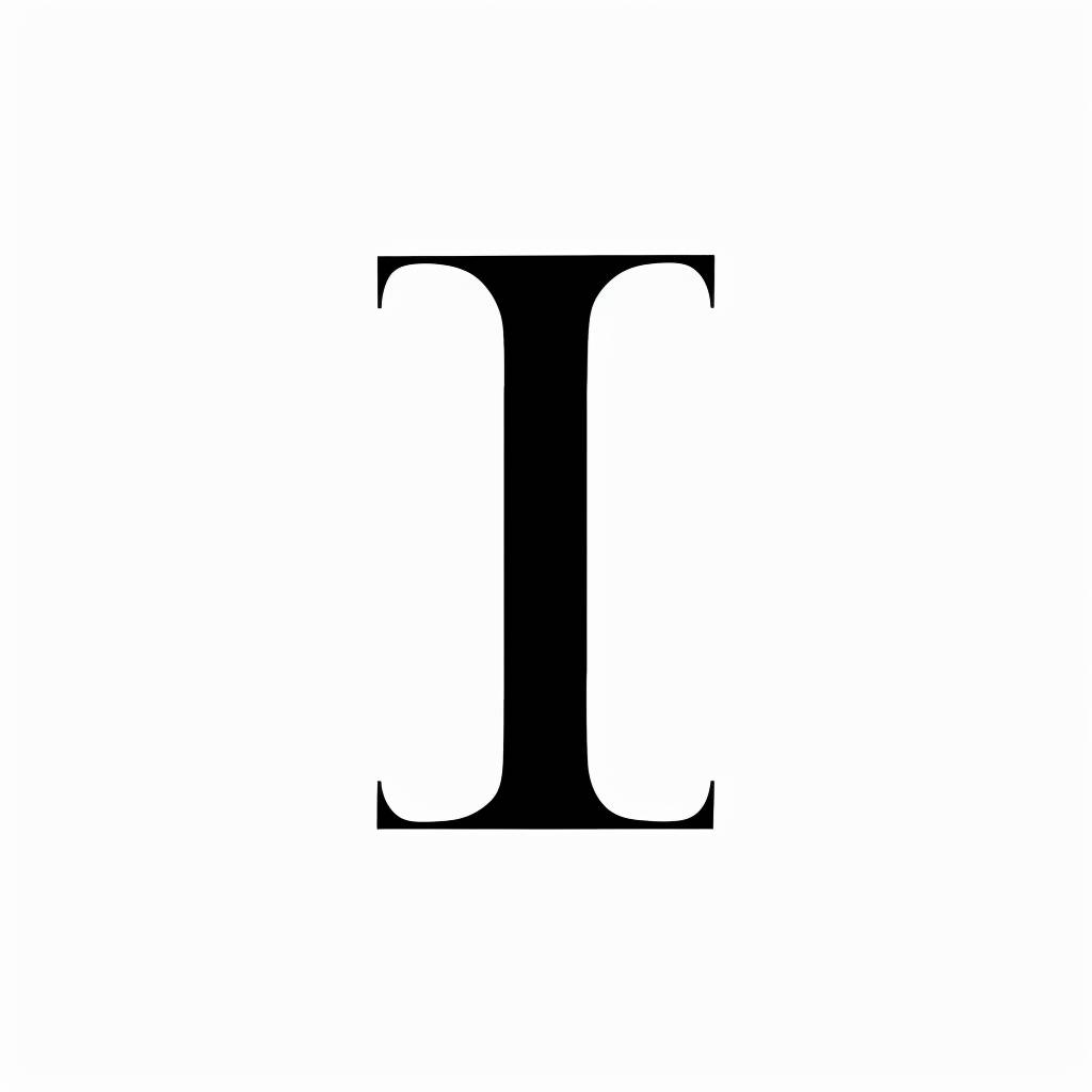 Professional logo of letter I, minimalist, simple, elegant, black, monochrome, 1 color, luxury + white background, 4k