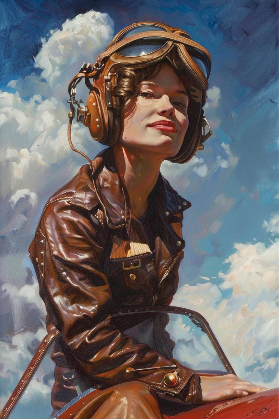 David Uhl's painting depicting Amelia Earhart