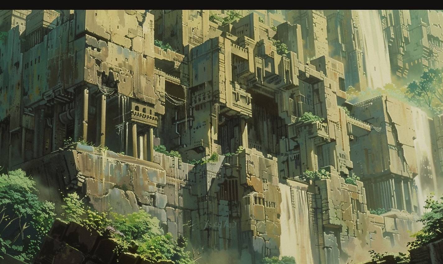 In the style of Yoshiyuki Tomino, forgotten citadel of an ancient civilization